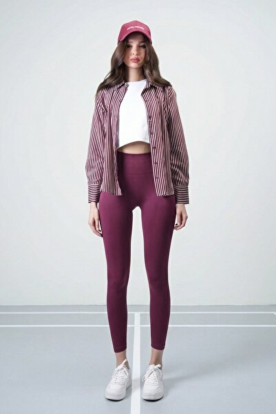 VAGGON Burgundy Ribbed Recovery Tights