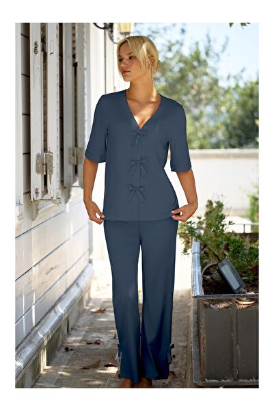 Kom Ribbo Bow Detailed Pajama Set