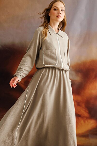 Micca Biye Detaylı Alt Üst İpekçe Kombin Takım-R-VİZON