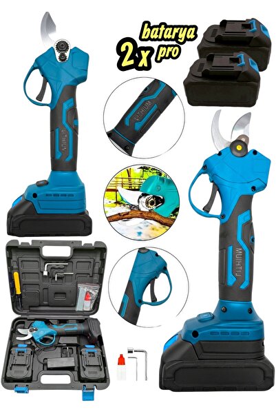 MOONSHOP 256 Vf Çift Akülü Çelik Şanzuman Göstergeli Şarjlı Dal Ağaç Kesme Ba...