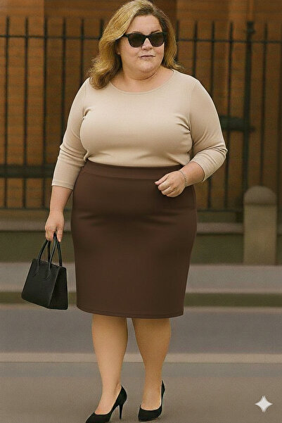 CNG MODA Office Chic Plus Size Pencil Skirt