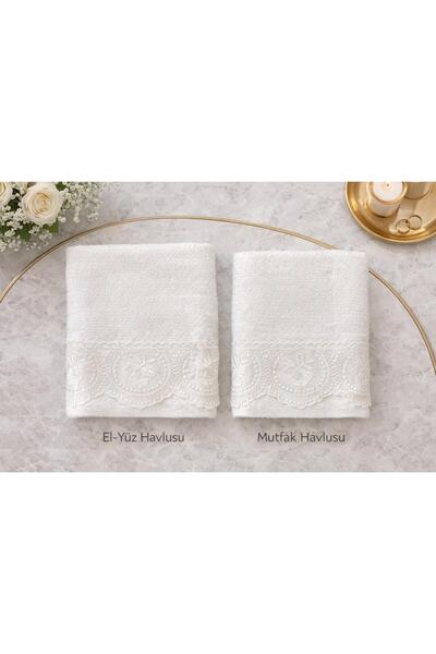 Casa Camelia Soft Textured Cotton 2-Piece Kitchen and Hand Face Towel Set