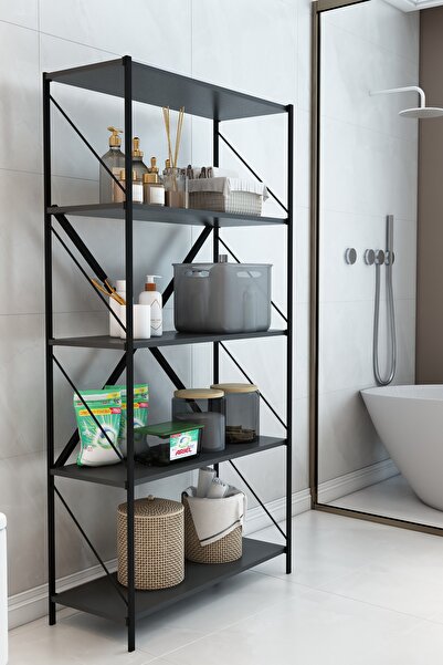 DEKOZUM STONE Banyo Rafı Deterjan Rafı Çok Amaçlı Dekoratif Depolama Rafı 150 cm