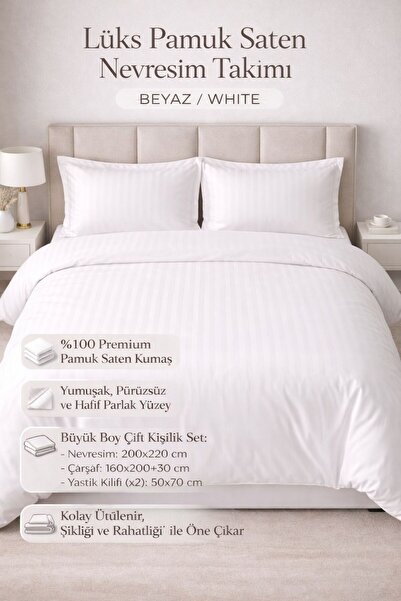 SHAL HOME Elastic Satin Striped Double Duvet Cover Set