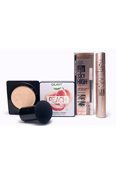 QILAIYI Makeup Set – BB Cushion Peach Extract + MEIDASHIYA Sky High Mascara +...