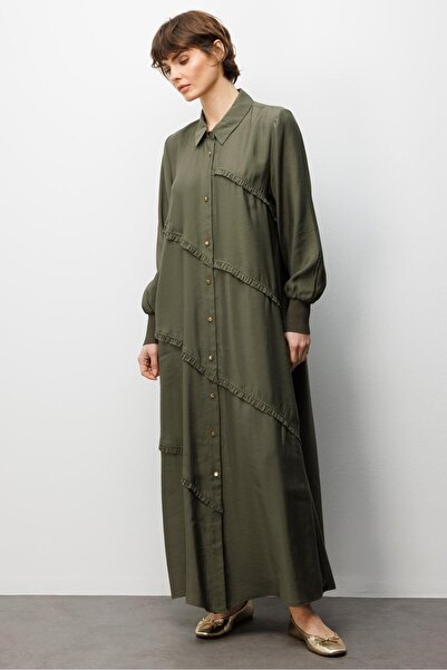 Micca Modal(%90 Doğal) Düğme Kapamalı Aller Büzgü Detaylı Zamansız Kap/ Ferac...