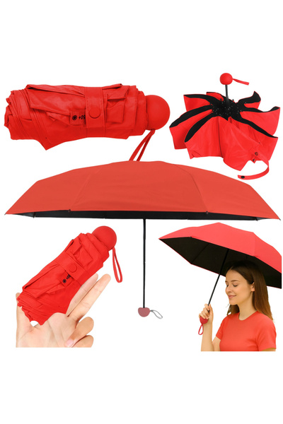 Three top online Folding Pocket Umbrella with UV Protection UPF 50+ Case Red ...
