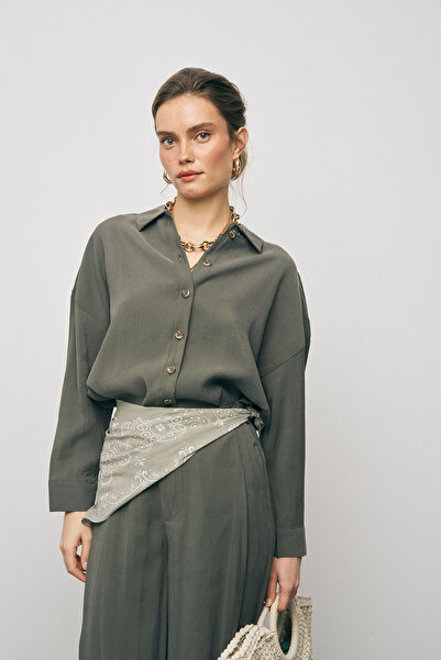 Orfeo Negro Women's Basic Modal Plain Draped Shirt