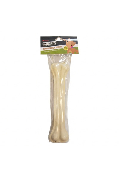 ON THE GO Dog reward, white pressed leather bone, 25 cm, 1 pc, natural snack