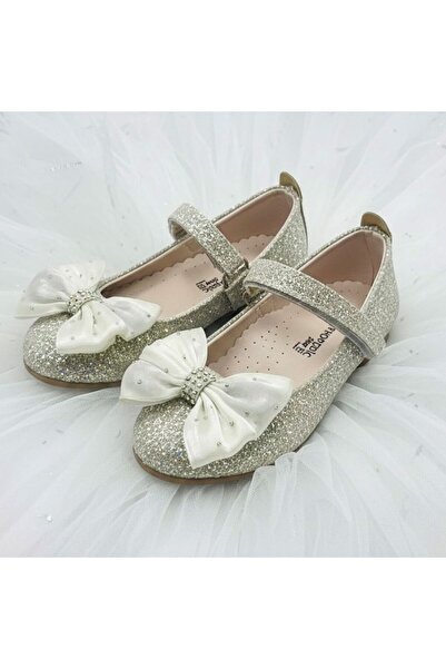 Guppy Kids Girl's Lighted Bow Detailed Orthopedic Sole Ballet Flats