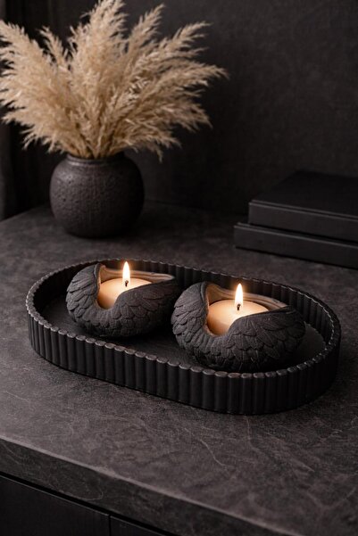BUBUHOMEDECOR 2’li Set Ve Tabaklı Melek Kanatlı Mumluk