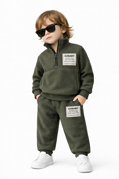 OZ BABY SHOP OZ BABY Bebek Çocuk Unisex Polar Eşofman Takımı Yarım Fermuarlı ...