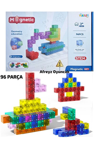 afreyz oyuncak Manyetik Yapı Blokları Mıknatıslı 96 Parça Blok Parçalar Yeni ...