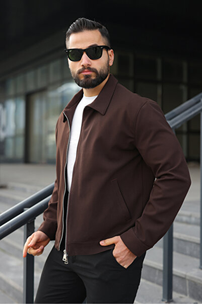 SEASON COAT جاكيت رجالي بسحاب مزدوج الرأس وبطانة رفيعة وقصة عادية