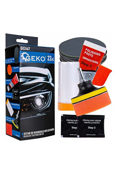 GEKO CAR HEADLIGHT RESTORATION KIT - POLISHING, POLISHING, UV PROTECTION, PLA...