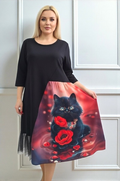 FashionForYou Arty Fiora day dress, with tulle and oversized cut, Mystic Popp...