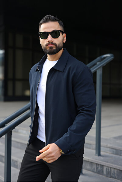 SEASON COAT جاكيت رجالي بسحاب مزدوج الرأس وبطانة رفيعة وقصة عادية