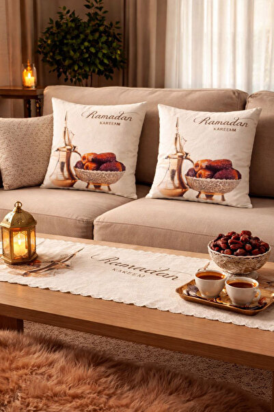 MUSK STORE Față de masă din catifea Ramadan 135x45cm și husă de pernă 42x40cm