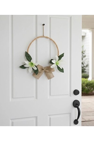 ESEN DESİNG HOME Ahşap Boncuklu Çift Zambak Kapı Tacı