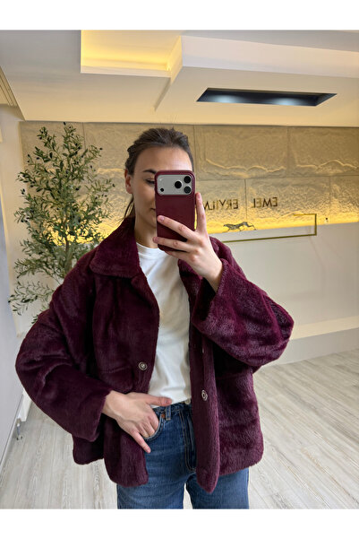 EMEL ERYILMAZ Premium Bordo Kürk