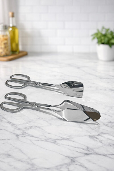 yetkin madeni eşyalar 2’li Paslanmaz Çelik Makarna & Pasta Servis Maşası – Pr...