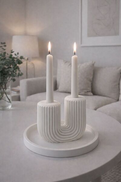 BUBUHOMEDECOR Modern Şamdanlık ve Tabak Kaktüs Figürlü