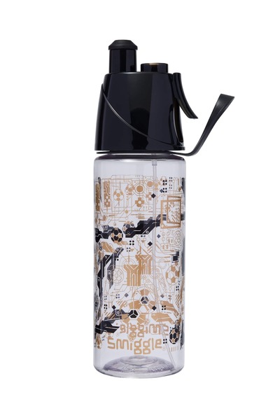 SMIGGLE Livewire Spritz Sprayed Plastic Water Bottle 560 ml Black