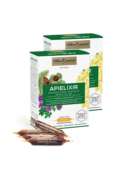 Albina Carpatina Apielixir sanatatea cailor respiratorii 20 fiole x 10 ml + 1...