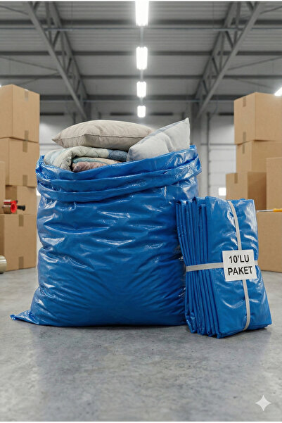 BERA PLASTİK 10-Pack Ultra Thick Jumbo Size Blue Shipping and Garbage Bags (9...