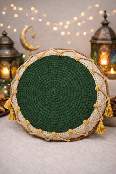 Günebakan Tığişi Ramadan Drum Throw Pillow - Green
