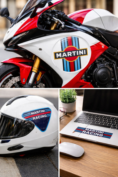 Limitless Design Martini Racing Logo Sticker 20x20 cm – Araba, Laptop, Duvar ...