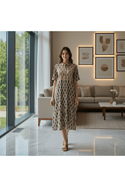 alqarat ATHER Summer Shirt Dress – Modern Heritage Print