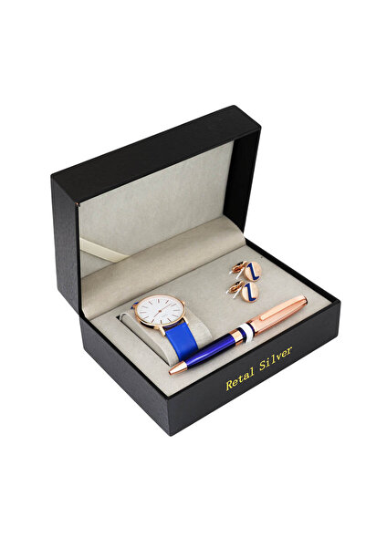 Corato طقم ريتال سيلفر الرجالي نحاسي أزرق