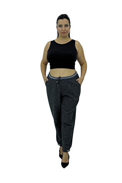 MOTIVATION Large Size Gabardine Mom Elastic High Waist Women's Trousers with ...