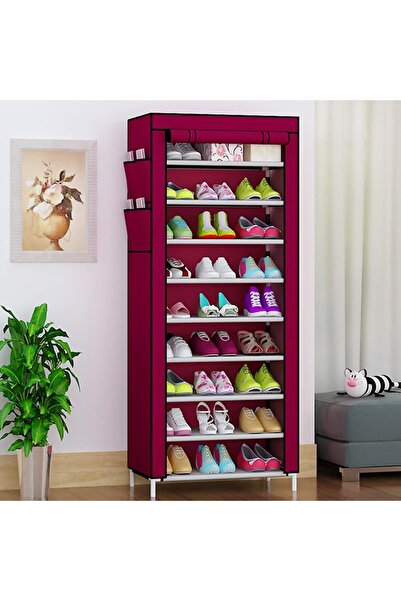 Generic 9-Tier Shoe Rack Canvas Shoe Storage Cabinet for 45 Pairs Shoes