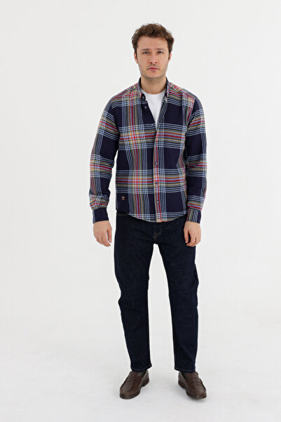 %100 Pamuk Geniş Kareli Slim Fit Oduncu Gömlek