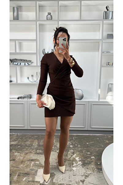 MY GRS KISA DRAPELİ KRUVAZE YAKA ELBİSE