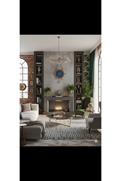 gift tou gift Gemi dümeni Ahşap-Deri şık duvar saati