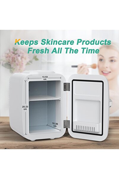 CROWNFUL Mini Fridge, 4 Liter/6 Can Portable Cooler and Warmer Personal Fridge for Skin Care, Cosmet