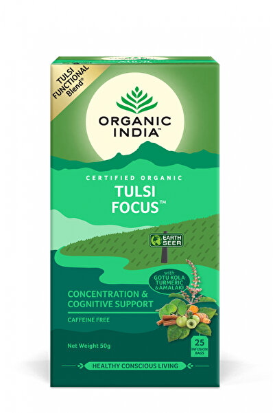 Organic India Ceai Tulsi Focus, Amestec Adaptogen pentru Concentrare si Sprij...