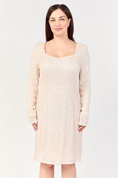 NANETTE LEPORE Women Metallic Midi Dress, Cream