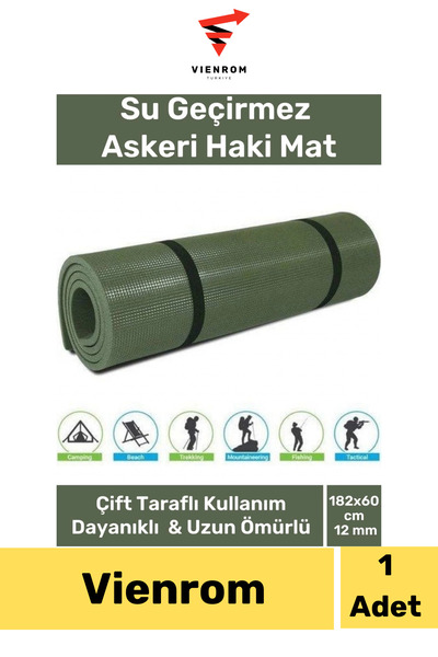 Vienrom #KampMatı Köpük Askeri Haki Mat Özel Su Geçirmez 182x60cm Hafif Prati...