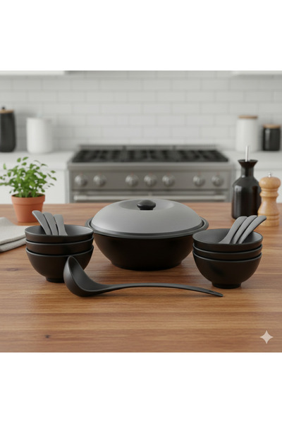 casa rosa Premium 15-piece melamine soup set for 6 people, microwave and dish...