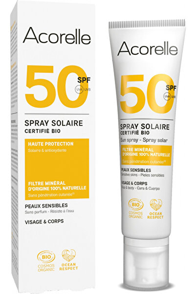 Acorelle Spray BIO protectie solara pentru fata si corp SPF50, cu ulei de kar...
