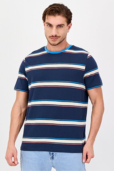 BENCH Men Crew Neck Short Sleeve Stripe T-Shirt, Multicolor