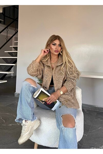 RED WOMAN FASHİON Stoned Patterned Coat