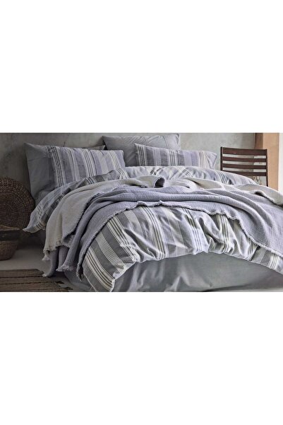 VELLON HOME 100% Cotton 7-Piece Natural Bedspread Set Blue