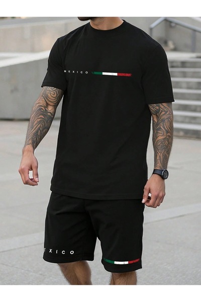 PAVRO Unisex Oversize Shorts Set Top and Bottom Two-Piece Comfortable Mexican...