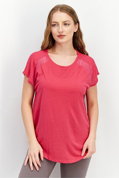 Esprit Women Sportswear Fit Short Sleeve Plain T shirt, Dark Pink