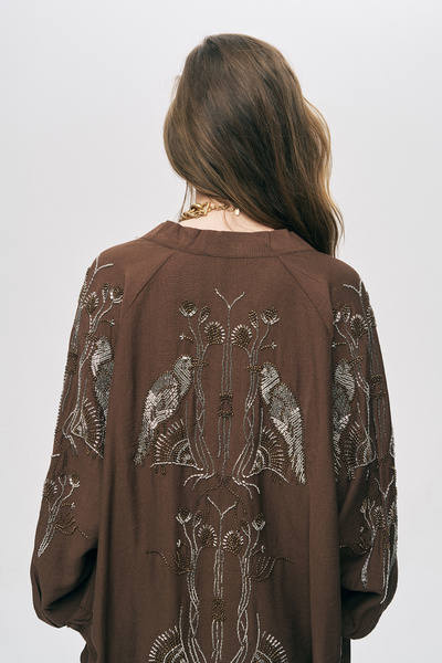 Orfeo Negro Kimono supradimensionat pentru femei, cu broderie orientală cu pă...